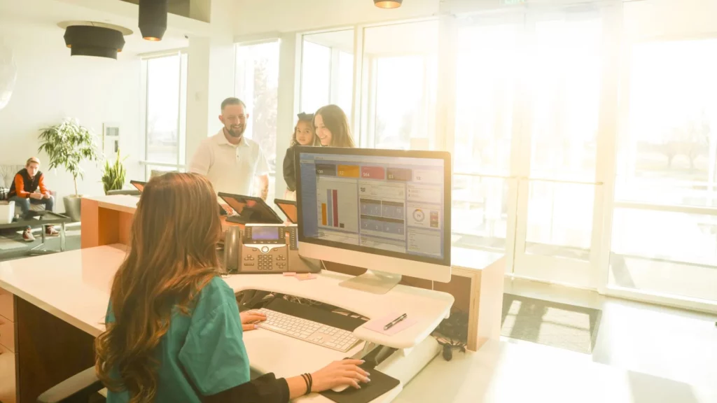 Patients going to a health center for an appointment